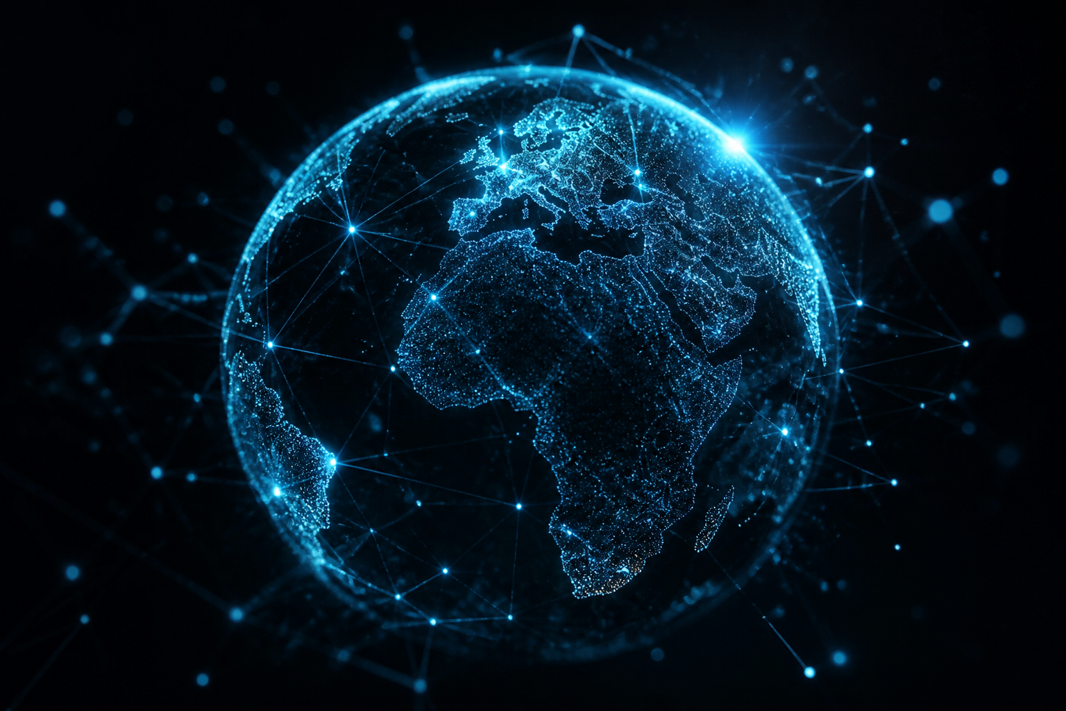 Global digital presence visualization with connected light particles