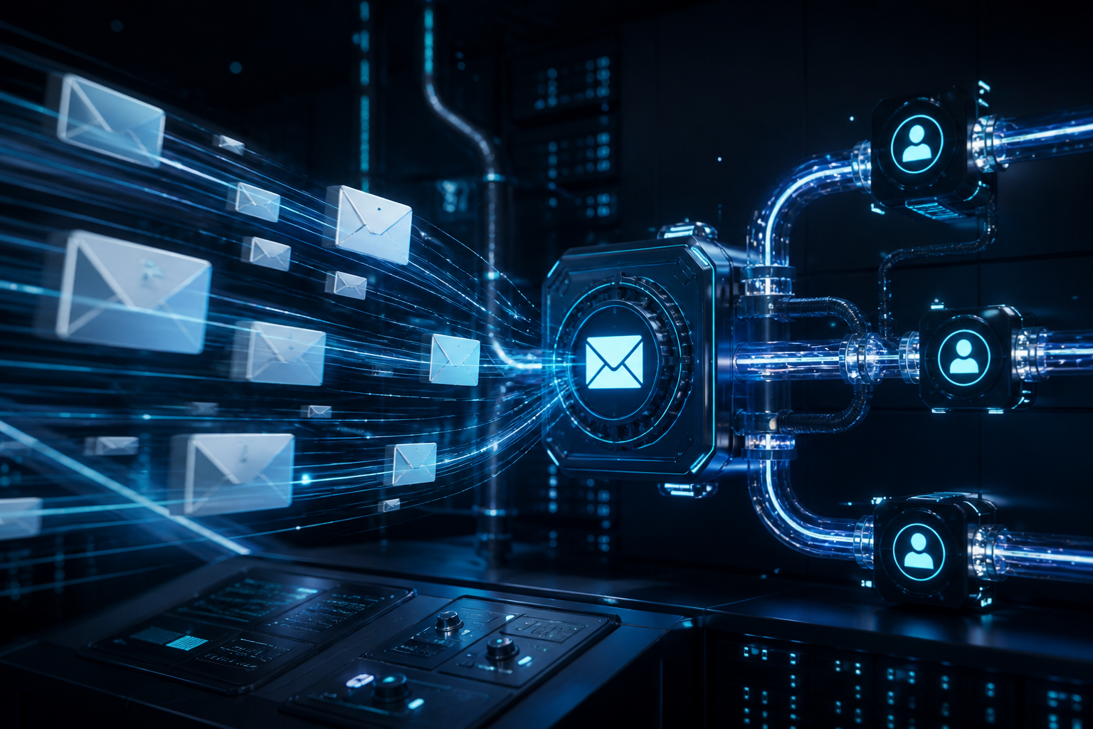 Automated email workflow with CRM-connected nodes
